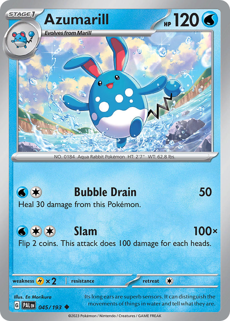 Pokemon TCG Paldea Evolved Single: Azumarill Non-Holo (045/193)