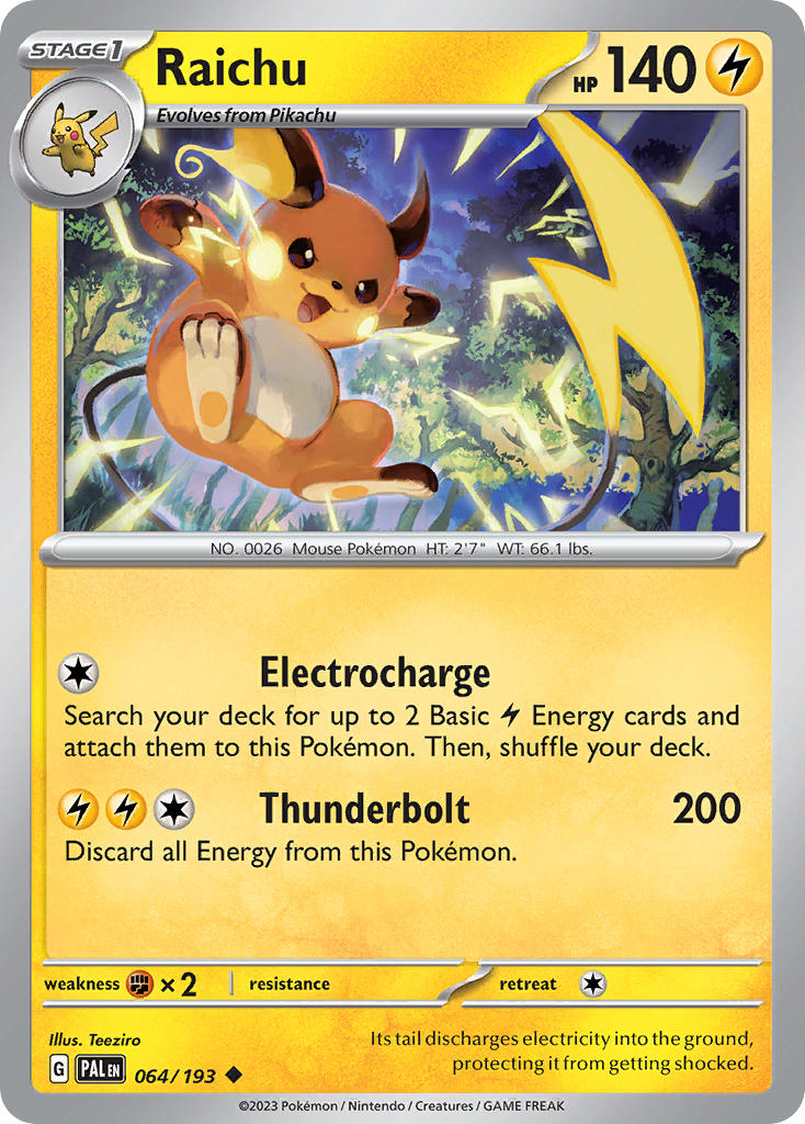 Pokemon TCG Paldea Evolved Single: Raichu Reverse Holo (064/193)