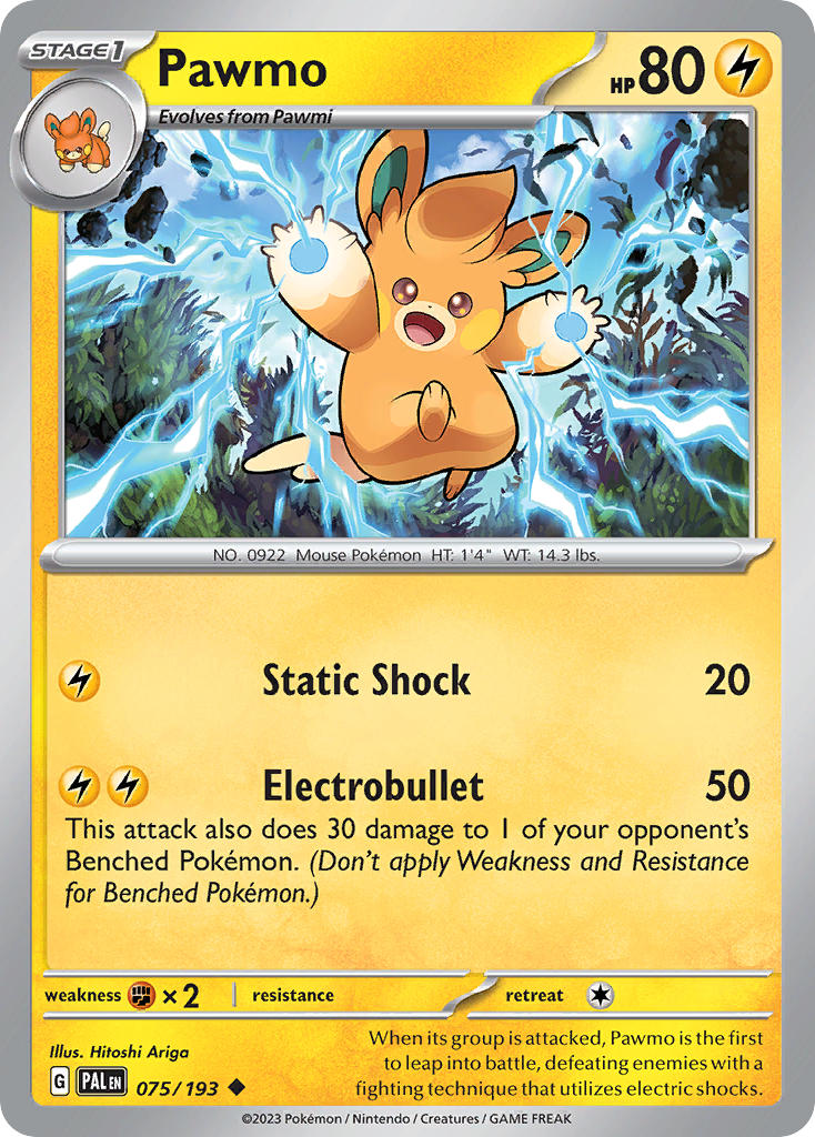 Pokemon TCG Paldea Evolved Single: Pawmo Reverse Holo (075/193)