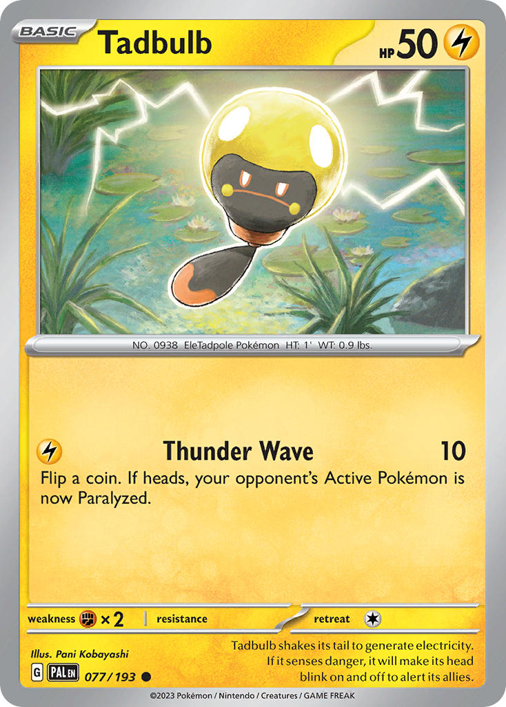 Pokemon TCG Paldea Evolved Single: Tadbulb Reverse Holo (077/193)