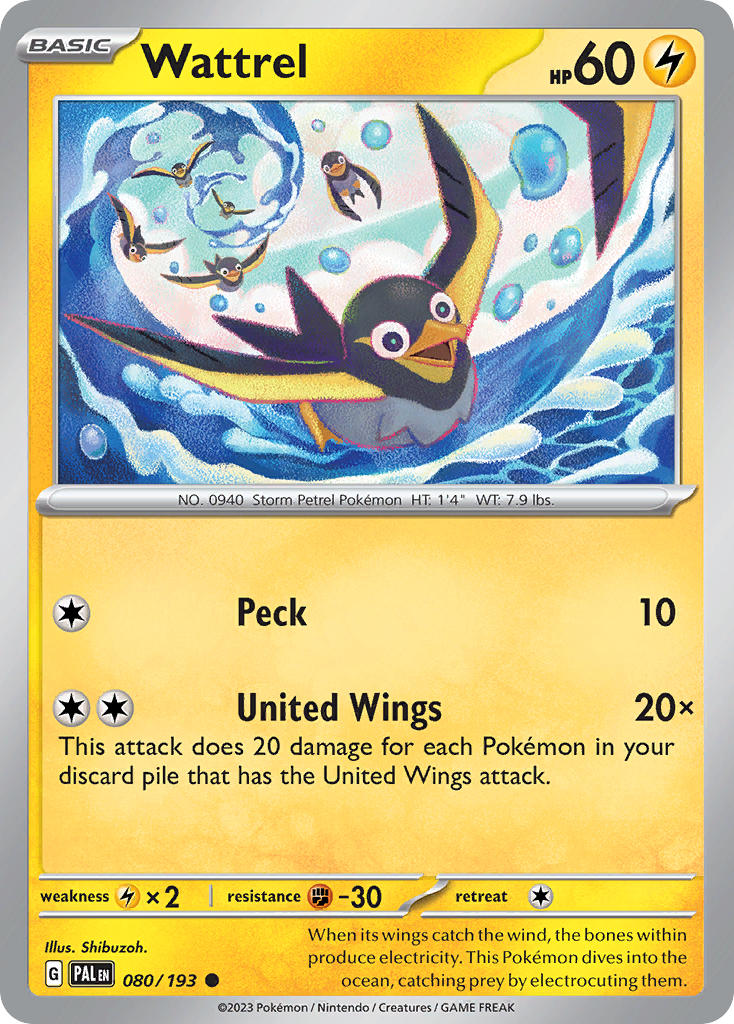 Pokemon TCG Paldea Evolved Single: Wattrel Non-Holo (080/193)