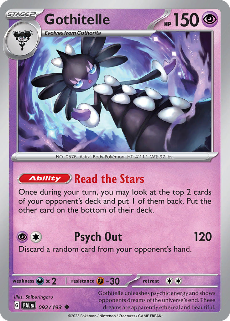 Pokemon TCG Paldea Evolved Single: Gothitelle Reverse Holo (092/193)