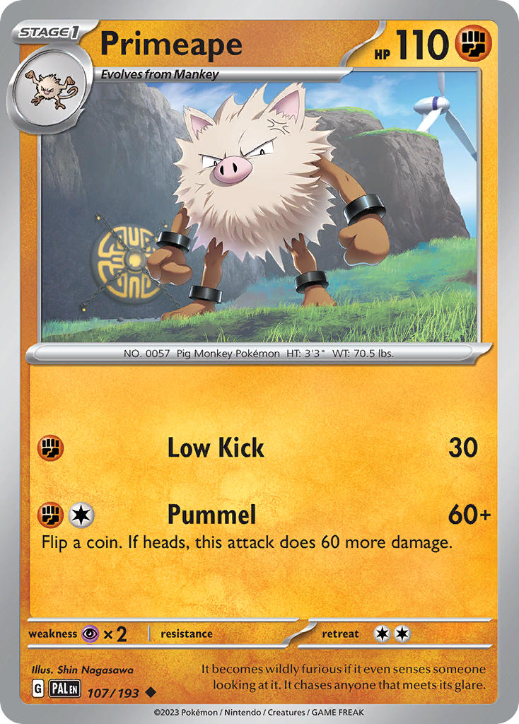 Pokemon TCG Paldea Evolved Single: Primeape Reverse Holo (107/193)