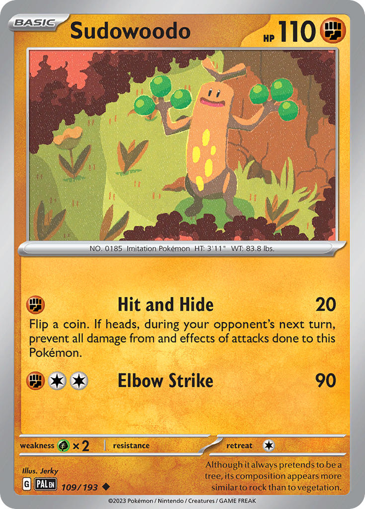 Pokemon TCG Paldea Evolved Single: Sudowoodo Non-Holo (109/193)