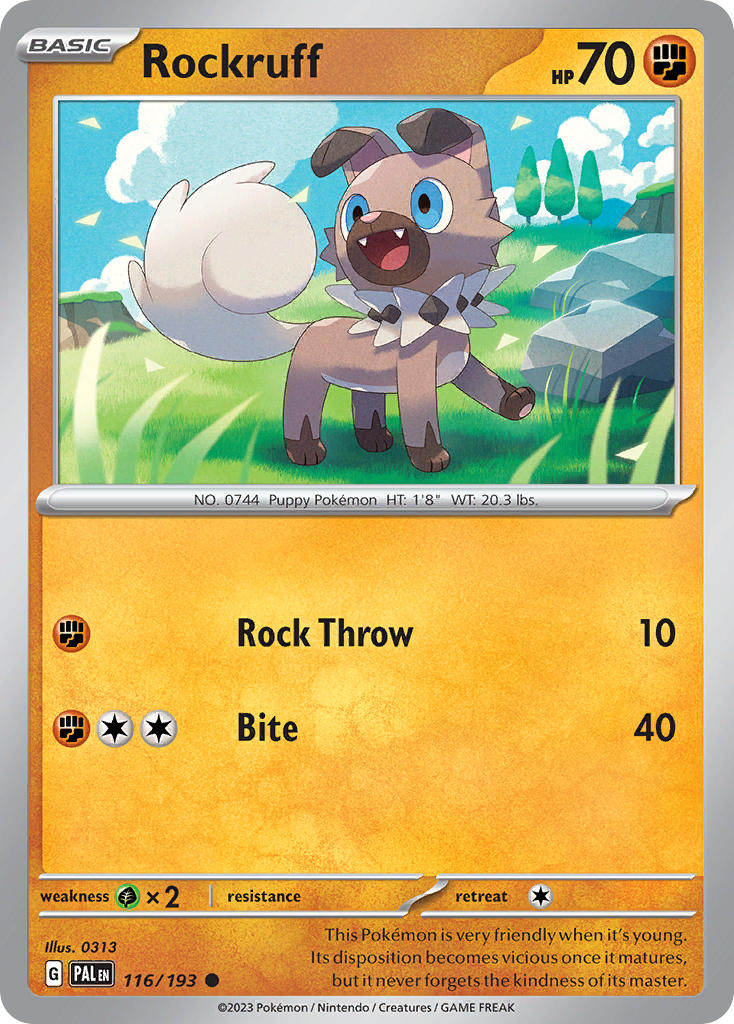 Pokemon TCG Paldea Evolved Single: Rockruff Non-Holo (116/193)