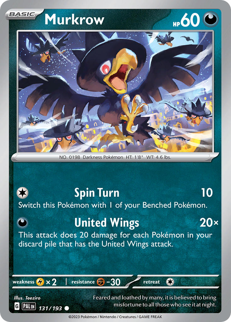 Pokemon TCG Paldea Evolved Single: Murkrow Reverse Holo (131/193)