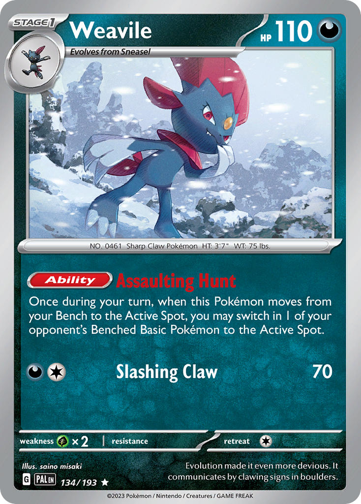 Pokemon TCG Paldea Evolved Single: Weavile Holo (134/193)