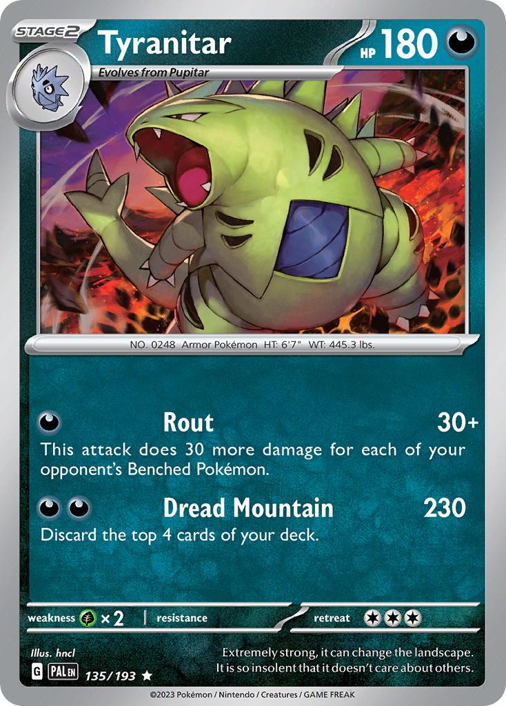 Pokemon TCG Paldea Evolved Single: Tyranitar Holo (135/193)