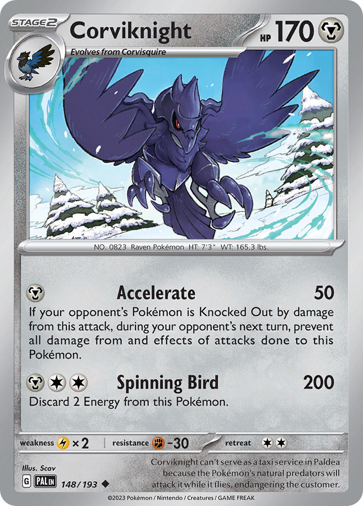 Pokemon TCG Paldea Evolved Single: Corviknight Reverse Holo (148/193)