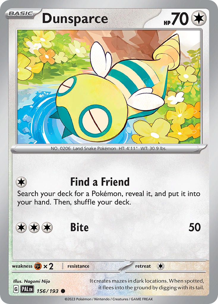 Pokemon TCG Paldea Evolved Single: Dunsparce Non-Holo (156/193)
