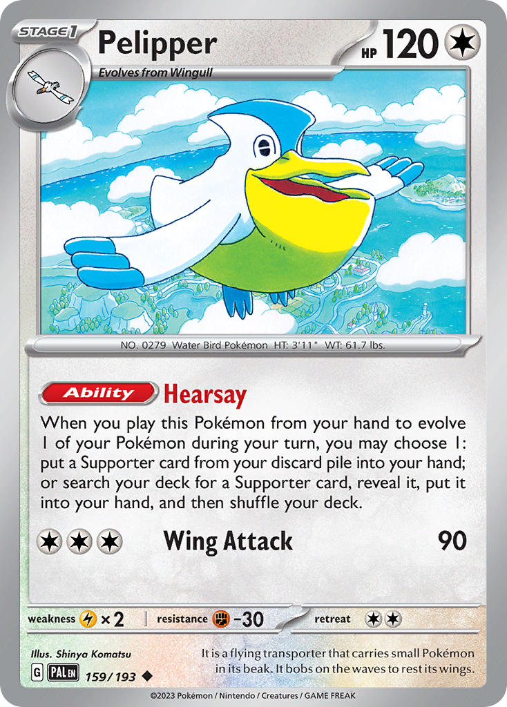 Pokemon TCG Paldea Evolved Single: Pelipper Non-Holo (159/193)