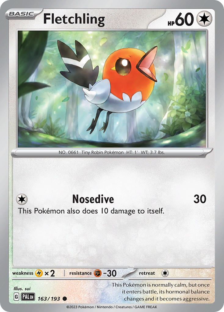 Pokemon TCG Paldea Evolved Single: Fletchling Reverse Holo (163/193)