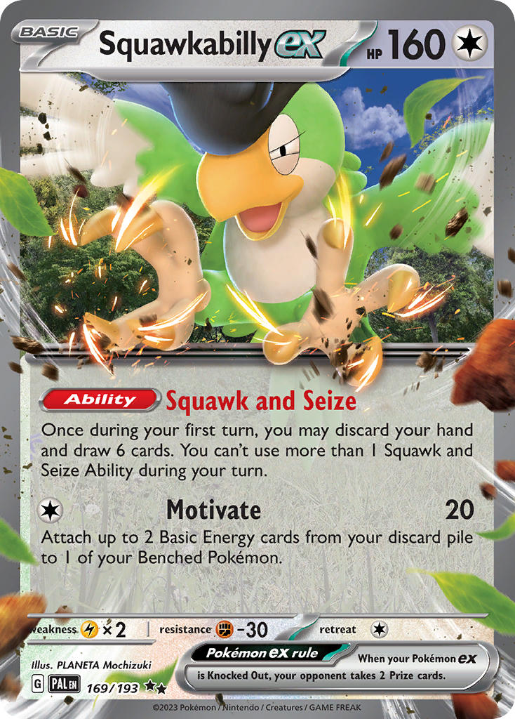 Pokemon TCG Paldea Evolved Single: Squawkabilly ex Holo (169/193)