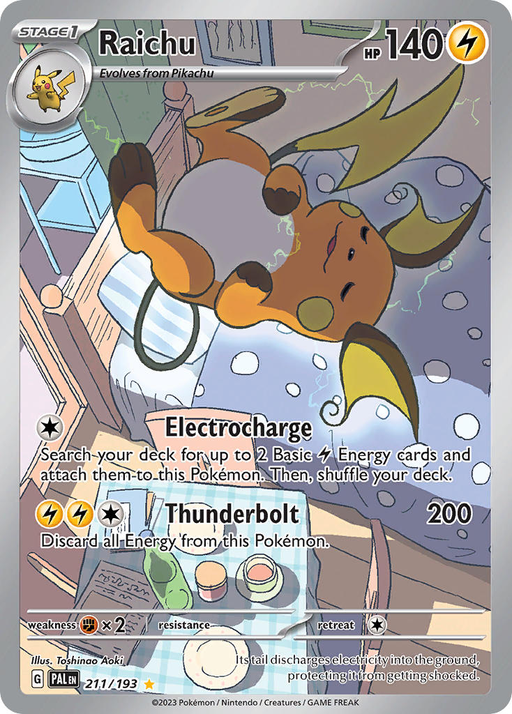 holographic raichu pokemon card Pokemon TCG Paldea Evolved Single: Raichu Holo (211/193) – Puca Puca Games