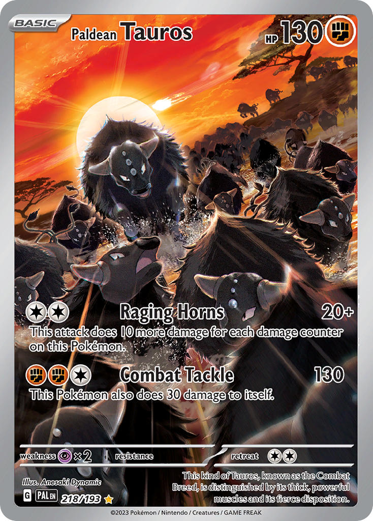 Pokemon TCG Paldea Evolved Single: Paldean Tauros Holo (218/193)