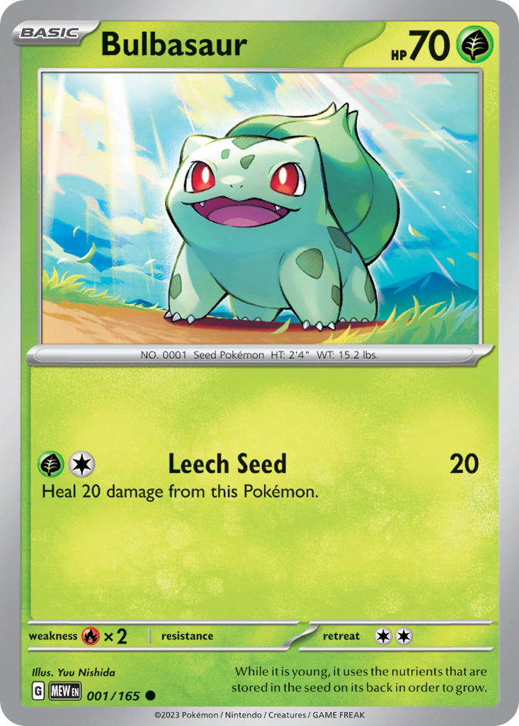 001/165) Pokemon TCG 151 Single: Bulbasaur Common Puca Puca Games 001/165) Pokemon TCG 151 Single: Bulbasaur Common Puca Puca Games