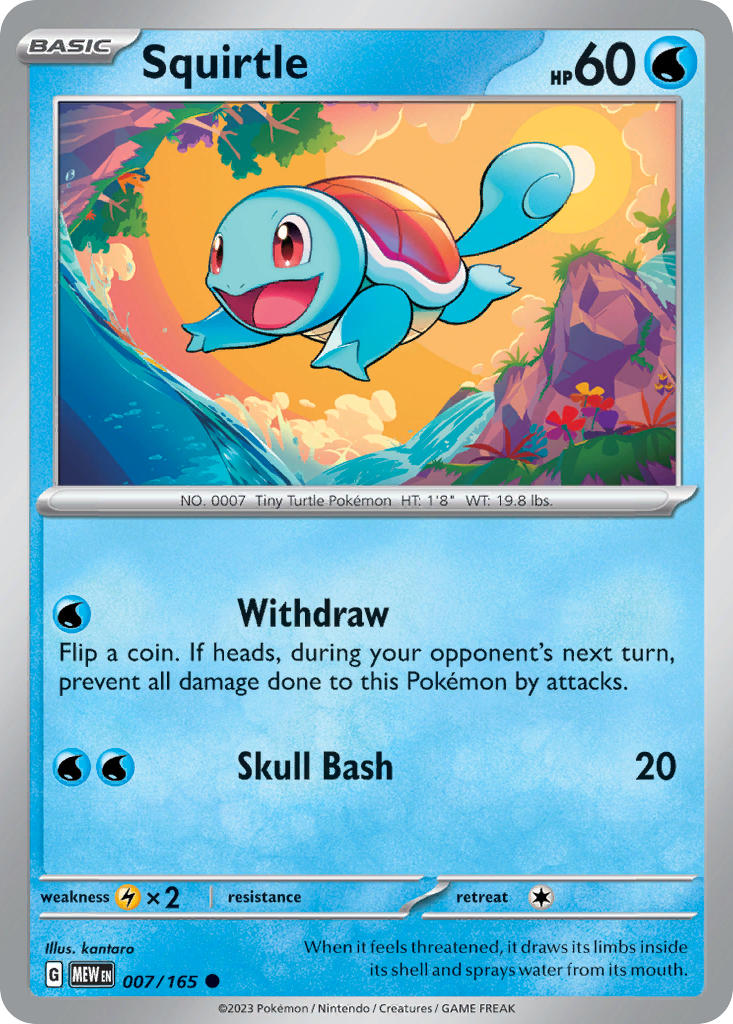 (007/165) Pokemon TCG 151 Single: Squirtle Reverse Holo Common