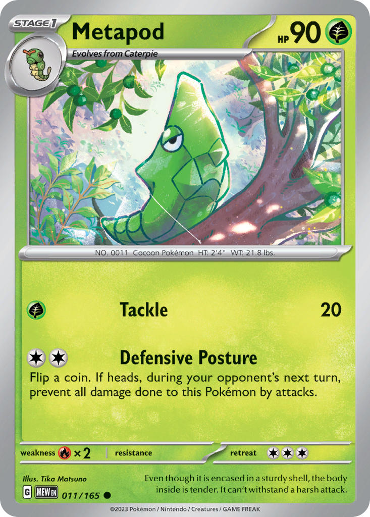 (011/165) Pokemon TCG 151 Single: Metapod Common