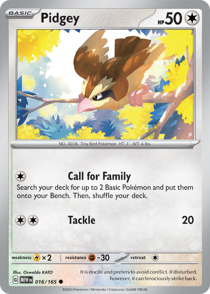 (016/165) Pokemon TCG 151 Single: Pidgey Reverse Holo Common