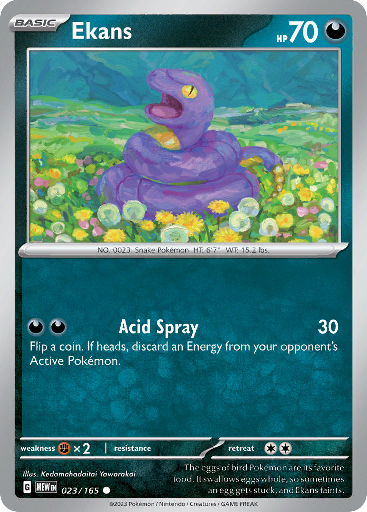 (023/165) Pokemon TCG 151 Single: Ekans Reverse Holo Common
