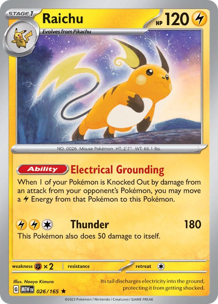 (026/165) Pokemon TCG 151 Single: Raichu Reverse Holo Rare