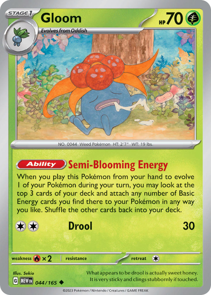 (044/165) Pokemon TCG 151 Single: Gloom Reverse Holo Uncommon