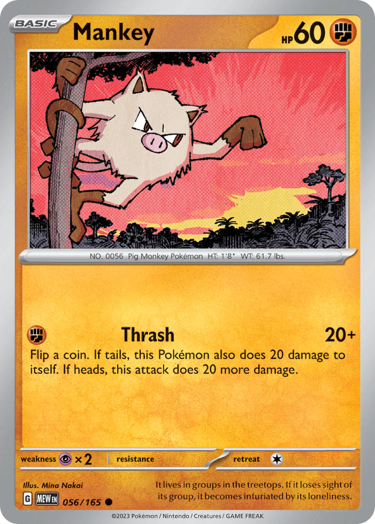 (056/165) Pokemon TCG 151 Single: Mankey Common