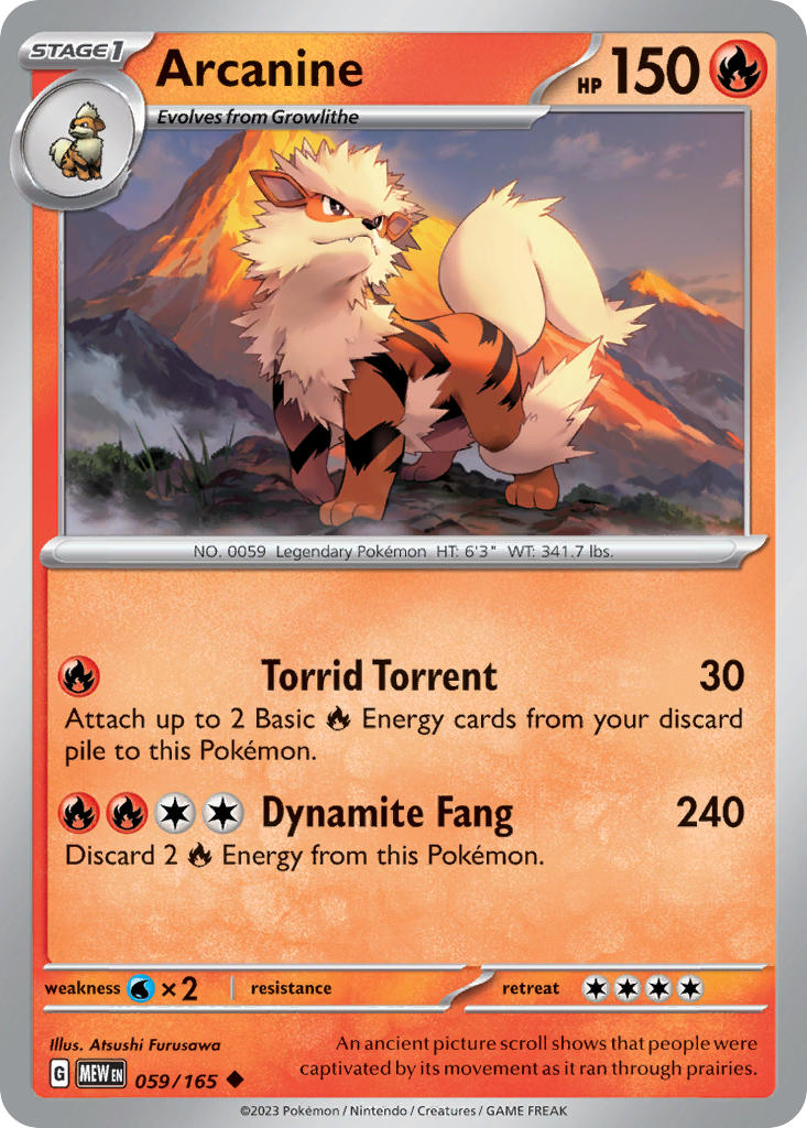 (059/165) Pokemon TCG 151 Single: Arcanine Reverse Holo Uncommon