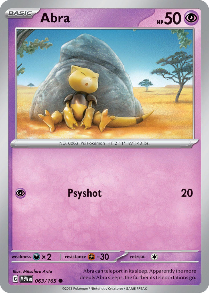 (063/165) Pokemon TCG 151 Single: Abra Reverse Holo Common