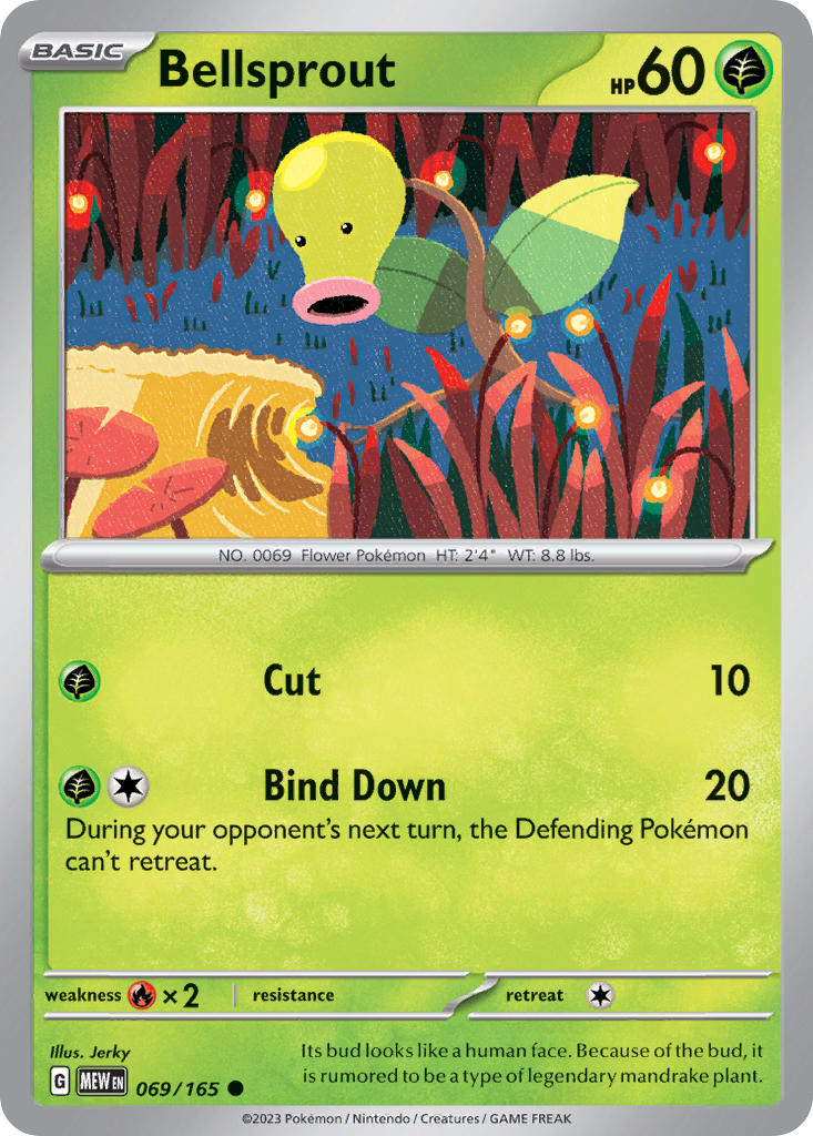 (069/165) Pokemon TCG 151 Single: Bellsprout Reverse Holo Common