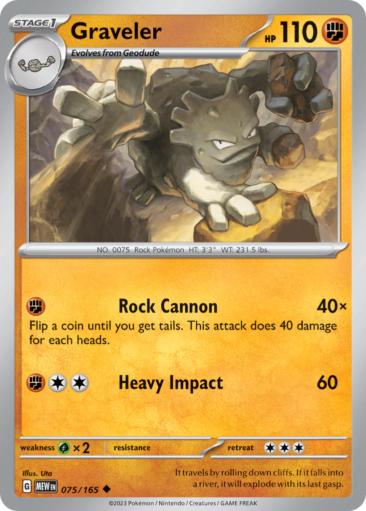 (075/165) Pokemon TCG 151 Single: Graveler Uncommon