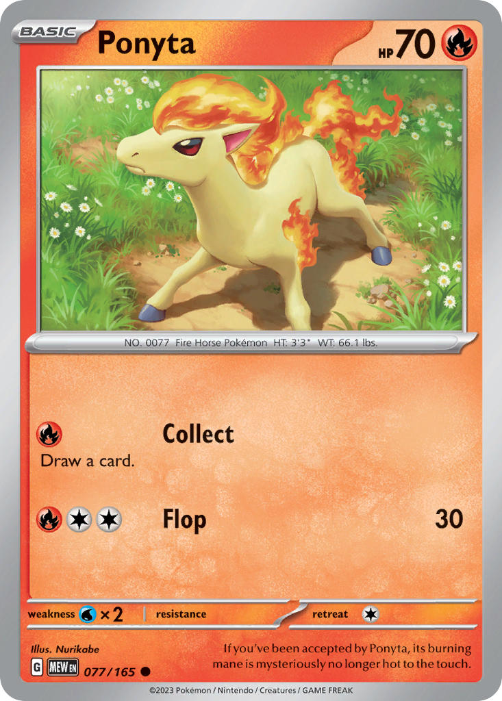 (077/165) Pokemon TCG 151 Single: Ponyta Reverse Holo Common