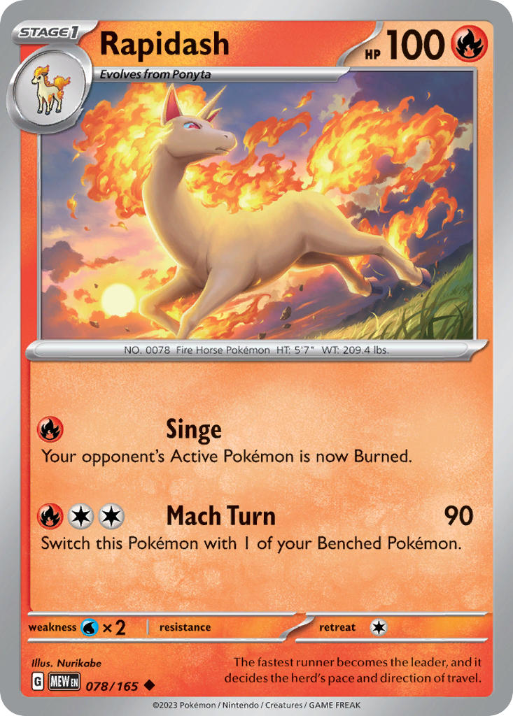 (078/165) Pokemon TCG 151 Single: Rapidash Reverse Holo Uncommon