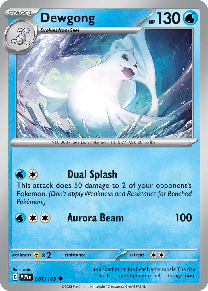 (087/165) Pokemon TCG 151 Single: Dewgong Reverse Holo Uncommon