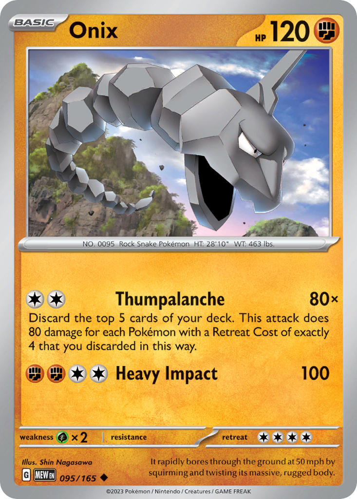 (095/165) Pokemon TCG 151 Single: Onix Reverse Holo Uncommon