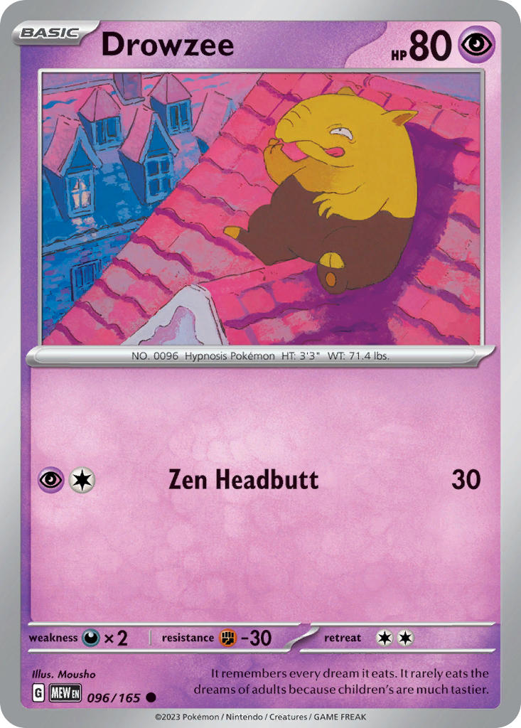 (096/165) Pokemon TCG 151 Single: Drowzee Common