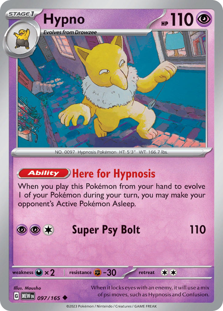 (097/165) Pokemon TCG 151 Single: Hypno Reverse Holo Uncommon