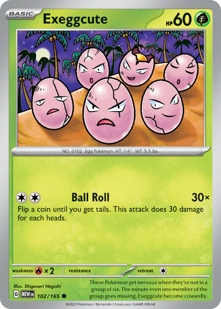 (102/165) Pokemon TCG 151 Single: Exeggcute Reverse Holo Common