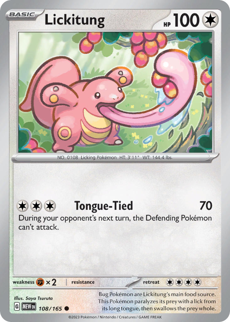 (108/165) Pokemon TCG 151 Single: Lickitung Common