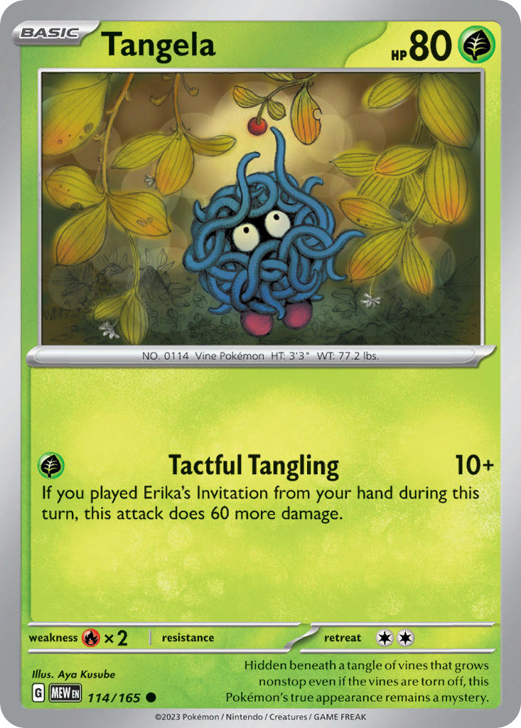 (114/165) Pokemon TCG 151 Single: Tangela Reverse Holo Common