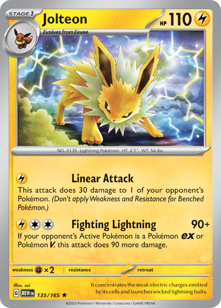 (135/165) Pokemon TCG 151 Single: Jolteon Reverse Holo Rare