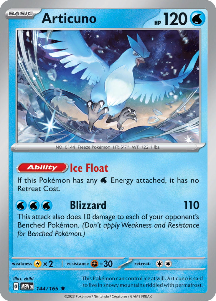 (144/165) Pokemon TCG 151 Single: Articuno Reverse Holo Rare