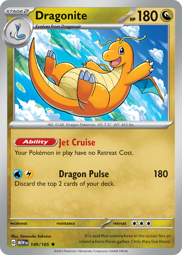 (149/165) Pokemon TCG 151 Single: Dragonite Reverse Holo Rare