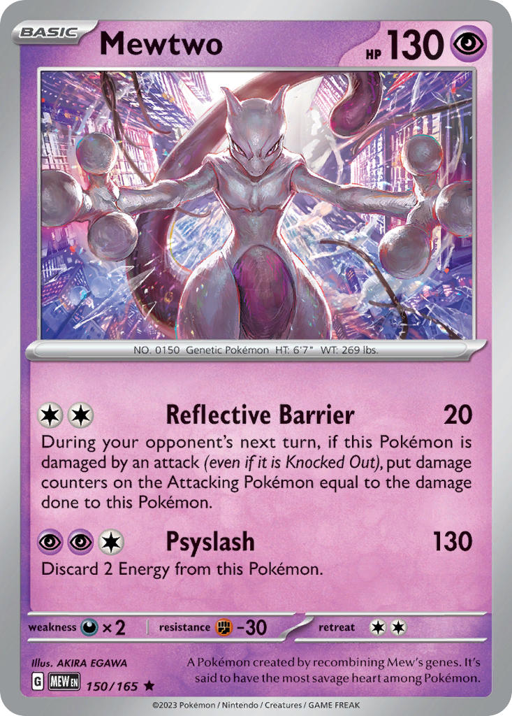 (150/165) Pokemon TCG 151 Single: Mewtwo Reverse Holo Rare