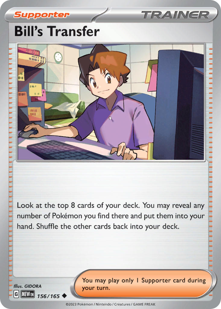 (156/165) Pokemon TCG 151 Single: Bill's Transfer Reverse Holo Uncommon
