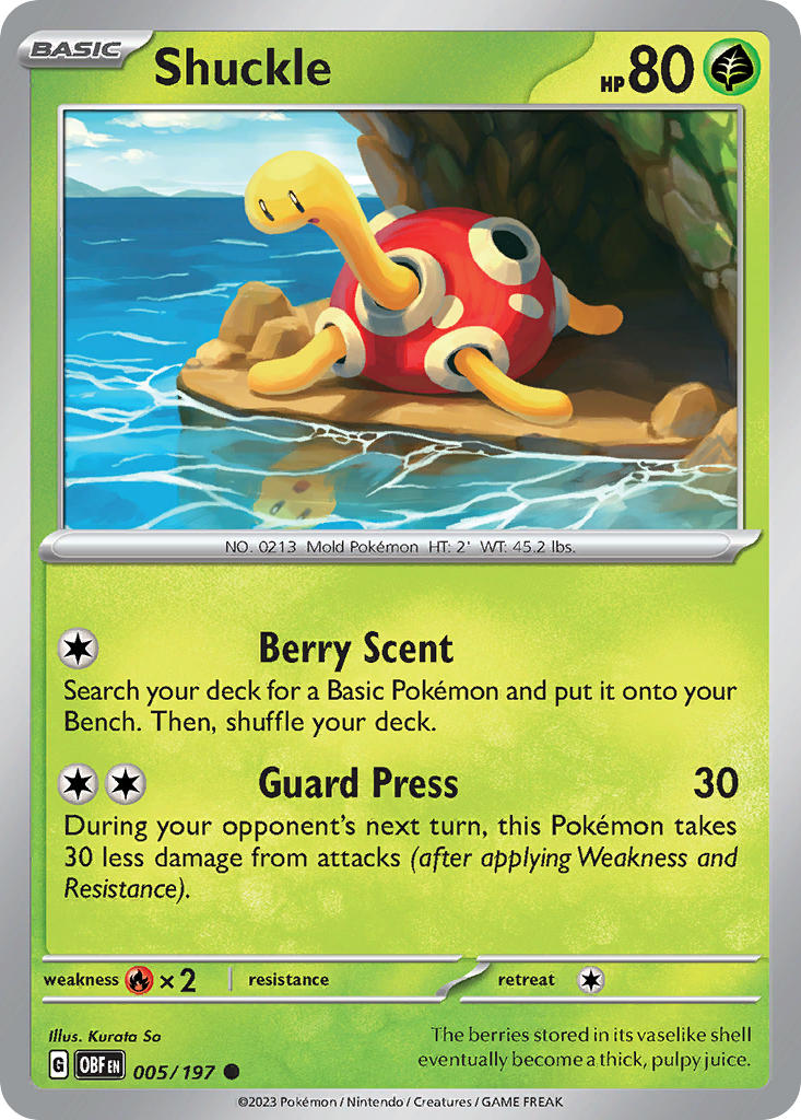 (005/197) Pokemon TCG Obsidian Flames Single: Shuckle Reverse Holo Common