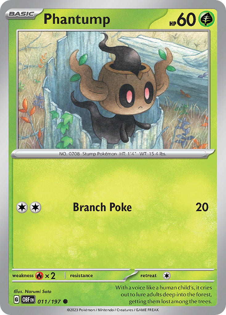 (011/197) Pokemon TCG Obsidian Flames Single: Phantump Common