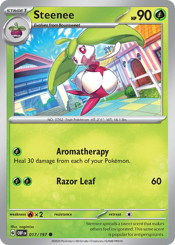 (017/197) Pokemon TCG Obsidian Flames Single: Steenee Reverse Holo Common