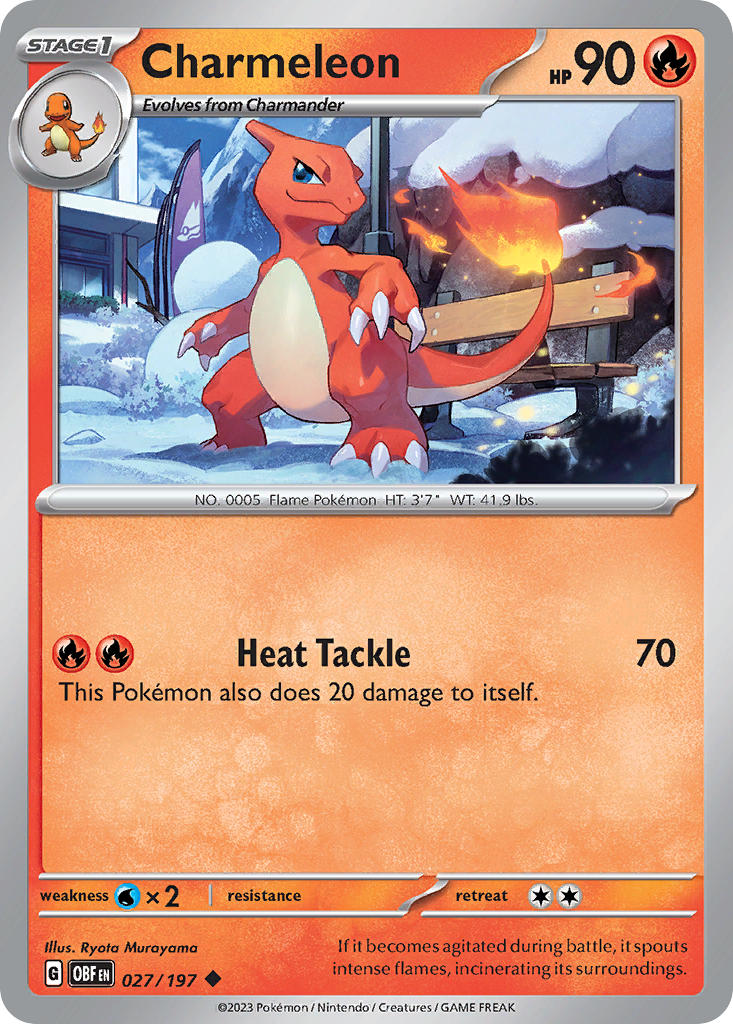 (027/197) Pokemon TCG Obsidian Flames Single: Charmeleon Reverse Holo Uncommon