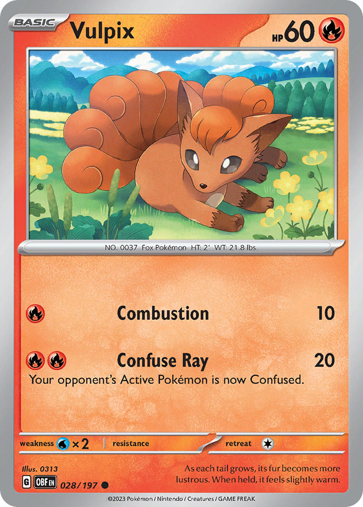 (028/197) Pokemon TCG Obsidian Flames Single: Vulpix Reverse Holo Common